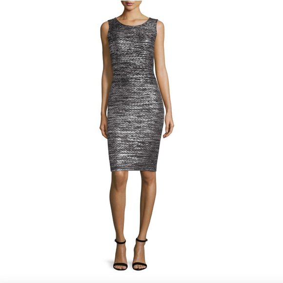 St. John Dresses & Skirts - NWT St. John Painted Metallic Silver Sheath Dress